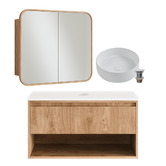 Temple &amp; Webster Mabel II 900mm Wall Hung Vanity &amp;  Shaving Cabinet Package