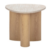 Temple &amp; Webster Nikki Travertine-Look Side Table
