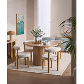 Temple &amp; Webster 4 Seater Elodie Round Dining Table &amp; Roselin Chair Set