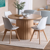 Temple &amp; Webster Nova Beech &amp; Faux Leather Dining Chairs