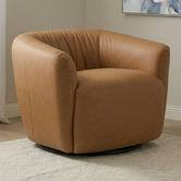 Temple &amp; Webster Caleb Faux Leather Swivel Armchair