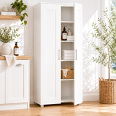 Temple &amp; Webster White Meecan Double Door Tall Cupboard