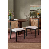 Temple &amp; Webster Dennett Rattan &amp; Solid Beech Wood Dining Chairs