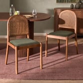Temple &amp; Webster Louie Arched Rattan &amp; Solid Beech Wood Dining Chairs