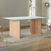 Temple &amp; Webster Nora Glass Dining Table and Hayden Dining Chair Set