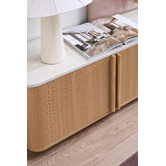 Temple &amp; Webster Talia 4 Door Travertine-Look TV Unit