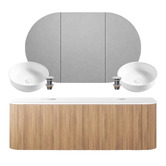 Temple &amp; Webster Nomad 1500mm Wall Hung Double Vanity with Basin &amp; Shaving Cabinet Package