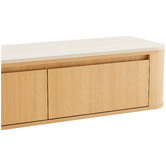 Temple &amp; Webster Talia Travertine-Look Wall-Mounted TV Unit
