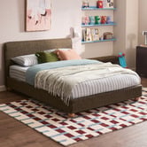 Temple &amp; Webster Bonnie Upholstered Ball Foot Bed