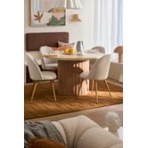 Temple &amp; Webster 4 Seater Elodie Round Travertine-Look Dining Table &amp; Charlie Chair Set
