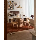 Temple &amp; Webster 4 Seater Elodie Round Travertine-Look Dining Table &amp; Aurora Chair Set