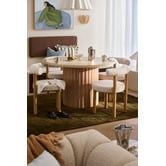 Temple &amp; Webster 4 Seater Elodie Round Travertine-Look Dining Table &amp; Roselin Chair Set