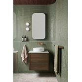 Temple &amp; Webster Clovelly 200mm Antique Brass Curved Bath/Basin Wall Mixer Set
