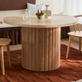 Temple &amp; Webster 120cm Elodie Round Travertine-Look Dining Table