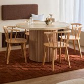 Temple &amp; Webster 120cm Elodie Round Travertine-Look Dining Table