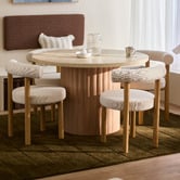 Temple &amp; Webster 120cm Elodie Round Travertine-Look Dining Table