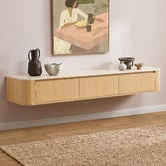 Temple &amp; Webster Talia Travertine-Look Wall-Mounted TV Unit