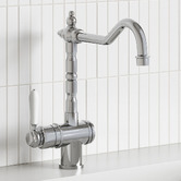 Temple &amp; Webster Bowral 830mm Double Fireclay Sink with Traditional Mixer &amp; Pot Filler Package