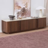Temple &amp; Webster Talia 4 Door Travertine-Look TV Unit