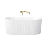 Temple &amp; Webster Avalon Fluted Acrylic Bath with Brushed Gold Spout and Wall Mixer Package