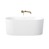 Temple &amp; Webster Avalon Fluted Acrylic Bath with Antique Brass Spout &amp; Wall Mixer Package