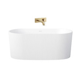 Temple &amp; Webster Avalon Fluted Acrylic Bath &amp; Brushed Gold Wall Mixer Package