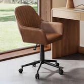 Temple &amp; Webster Tan Kinsey Faux Leather Office Chair