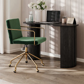 Temple &amp; Webster Camden Velvet Home Office Chair &amp; Wendy Writing Desk Set
