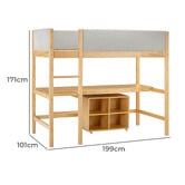 Temple &amp; Webster Elle Pine Wood Single Loft Bed with Desk