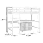 Temple &amp; Webster Hazel Pine Wood Single Loft Bed with Desk