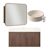 Temple &amp; Webster Florence Walnut 900mm Vanity Package with Concrete Basin &amp; LED Mirror