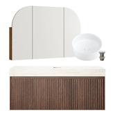 Temple &amp; Webster Florence Walnut 1200mm Vanity Package with LED Mirror
