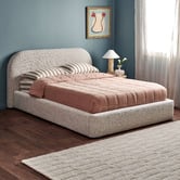 Temple &amp; Webster Emery Upholstered Gas Lift Storage Bed Frame