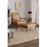 Temple &amp; Webster Aldric Genuine Leather Armchair &amp; Ottoman Set