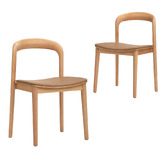 Temple &amp; Webster Monk Solid Beech Wood &amp; Faux Leather Dining Chairs
