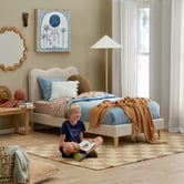 Temple &amp; Webster Kids' Wavy Upholstered Single Bed
