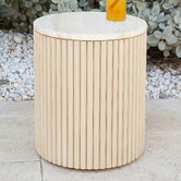 Temple &amp; Webster Como Eucalyptus Wood Outdoor Side Table