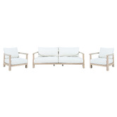 Temple &amp; Webster 6 Seater Crescent Eucalyptus Wood Outdoor Lounge Set