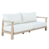 Temple &amp; Webster 6 Seater Crescent Eucalyptus Wood Outdoor Lounge Set