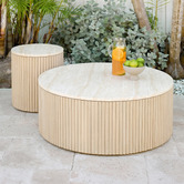Temple &amp; Webster Como Eucalyptus Wood Outdoor Side Table