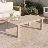 Temple &amp; Webster Crescent Eucalyptus Wood Outdoor Coffee Table