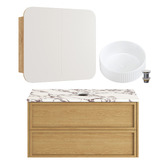 Temple &amp; Webster Viola-Look 900mm Wall Hung Vanity with Basin &amp; Rectangular Shaving Cabinet Package