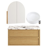 Temple &amp; Webster Viola-Look 900mm Wall Hung Vanity with Basin &amp; Arch Shaving Cabinet Package