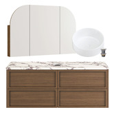 Temple &amp; Webster Viola-Look 1200mm Wall Hung Vanity with Basin &amp; Arch Shaving Cabinet Package