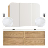 Temple &amp; Webster Cali 1500mm Wall Hung Vanity with Basin &amp; Rectangular Shaving Cabinet Package