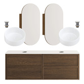 Temple &amp; Webster Cali 1500mm Wall Hung Vanity with Basin &amp; Pill Shaving Cabinet Package