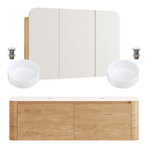 Temple &amp; Webster Boyd 1500mm Natural Wall Hung Vanity with Basin &amp; Rectangular Shaving Cabinet Package