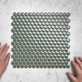 Temple &amp; Webster Kai Gloss Green Penny Round Porcelain Mosaic Tile