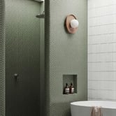Temple &amp; Webster Kai Gloss Green Penny Round Porcelain Mosaic Tile