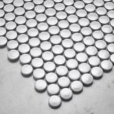 Temple &amp; Webster Kai Gloss White Penny Round Porcelain Mosaic Tile